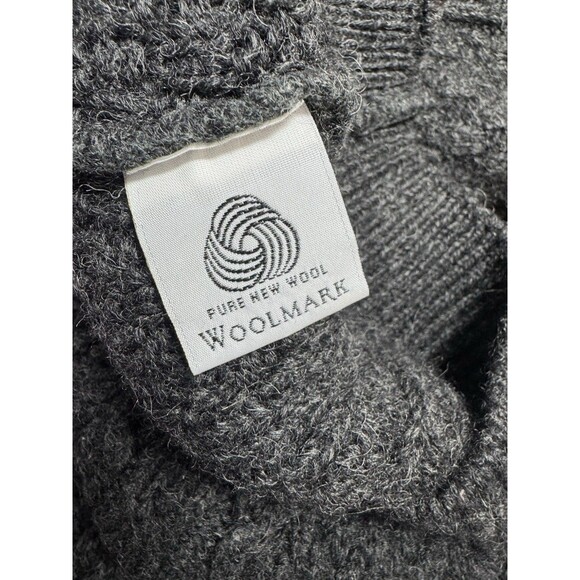 Vintage Carraig Donn Gray 100% Wool Irish Fisherman Sweater S - Picture 6 of 8